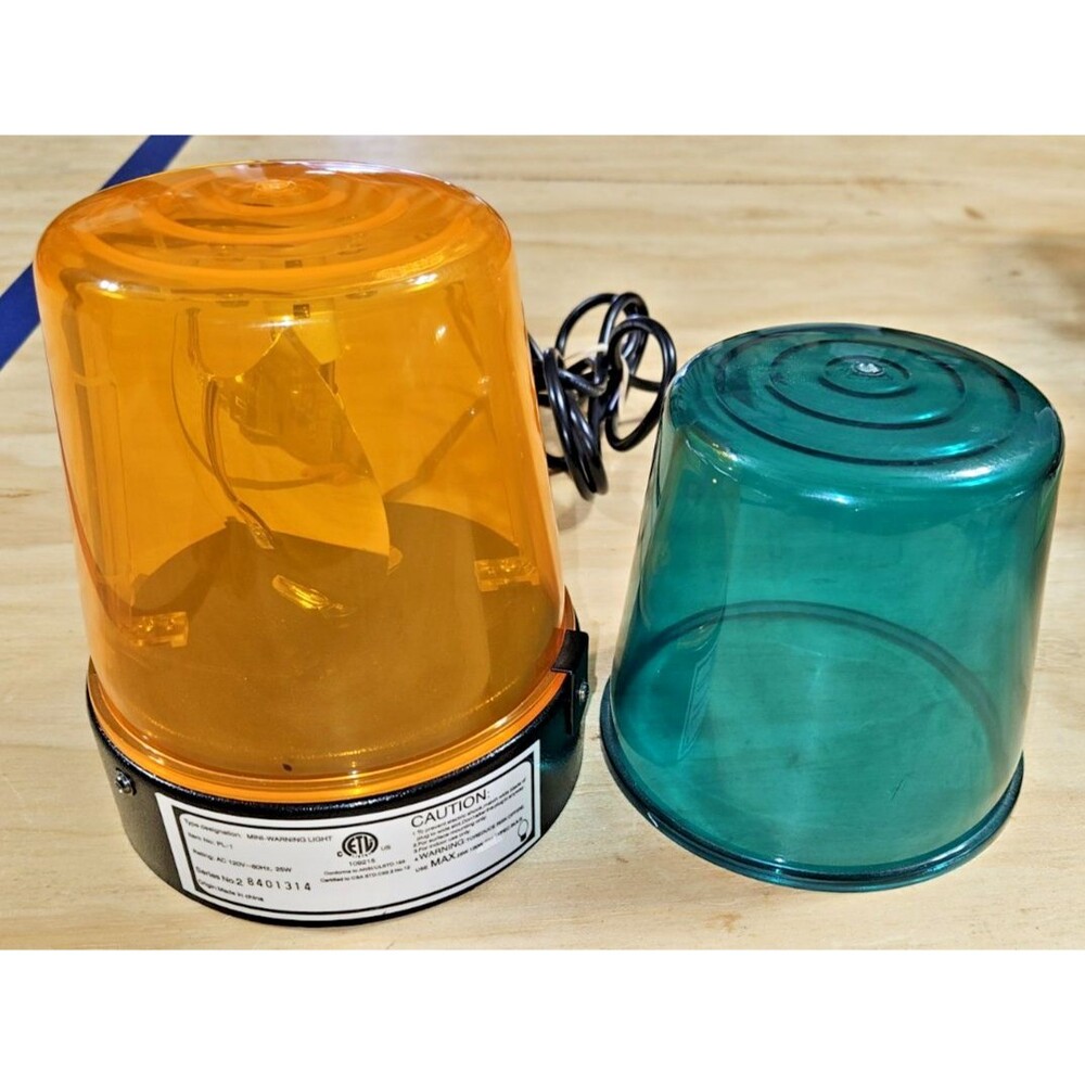 VTG VEI Revolving Mini-Warning Light amber and green lens PL-1  120V 601Mz25W